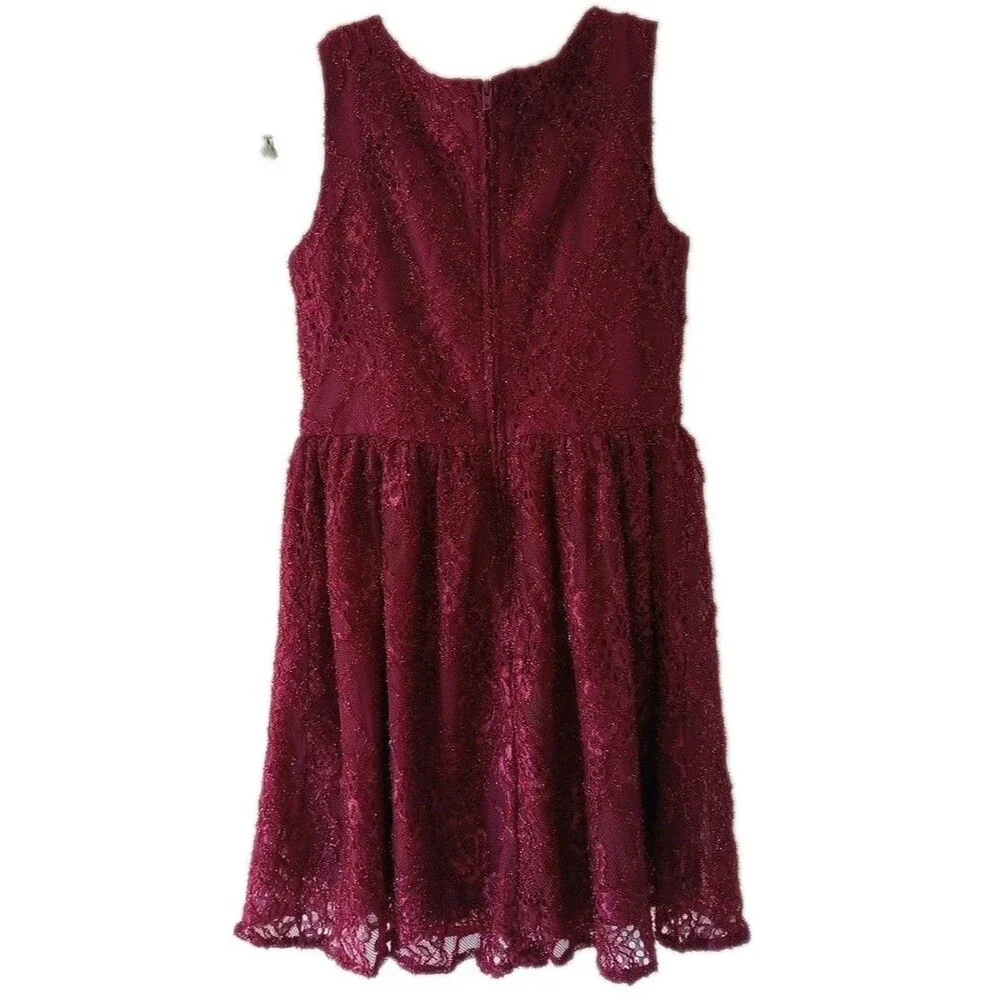 Children's Place Dress Girls Size 10 Burgundy Purple Metallic Sparkle Sleeveless - Picture 4 of 7